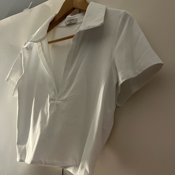 White Cropped Polo T-shirt from Babaton (Aritzia) - Picture 2 of 5
